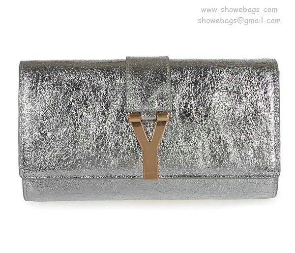 YSL belle de jour iridescent leather clutch 26570 silver